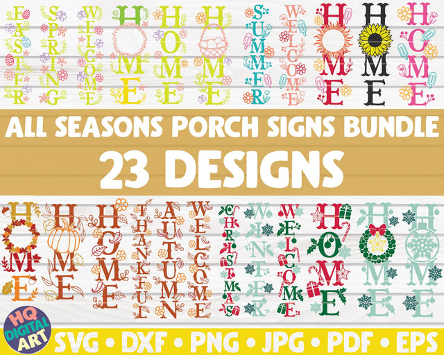 All Seasons Porch Signs SVG Bundle | 23 designs SVG HQDigitalArt 
