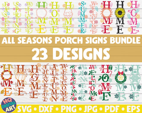 All Seasons Porch Signs SVG Bundle | 23 designs SVG HQDigitalArt 