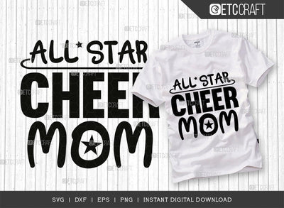 All Star Cheer Mom SVG Cut File, Cheer Mother Svg, Cheer Life Svg, Cheerleading Svg, Mom Sayings Svg SVG ETC Craft 