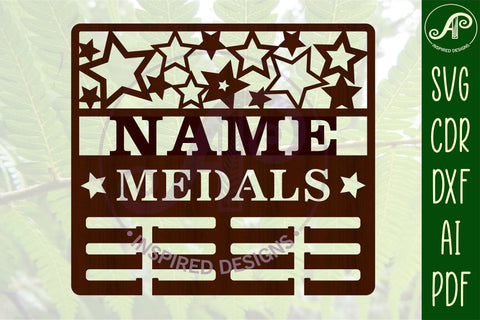 All stars medal holder Name svg laser cut template SVG APInspireddesigns 