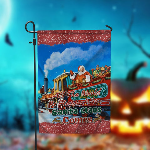 All The World Is Happy When Santa Claus Comes Garden Flag - 12x18 Garden Flag Sublimation Design Download PNG File Instant Download Sublimation CaldwellArt 