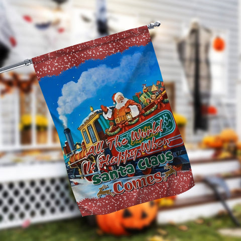 All The World Is Happy When Santa Claus Comes Garden Flag - 12x18 Garden Flag Sublimation Design Download PNG File Instant Download Sublimation CaldwellArt 