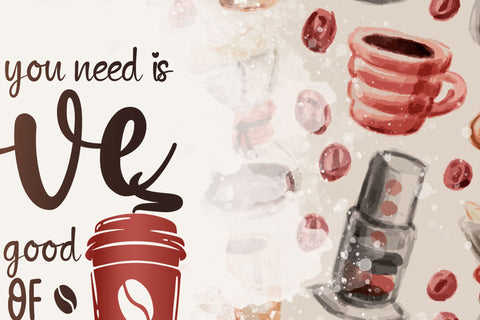 All You Need Is Love and A Good Cup Of Coffee Tumbler Wrap PNG, coffee design tumbler, Skinny 20 oz Seamless Sublimation Design, Digital Downloads Sublimation Syre Digital Creations 