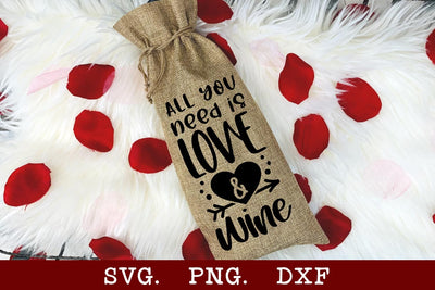 All You Need is Love and Wine - Valentine Wine Bag SVG SVG Shine Green Art 