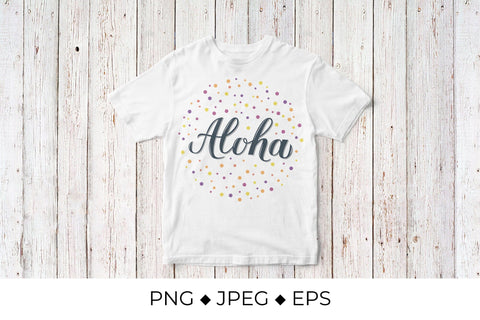 Aloha calligraphy lettering round sign Sublimation LaBelezoka 