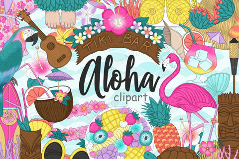 Aloha Clipart PNG | Summer Stickers Bundle SVG GlamArtZhanna 