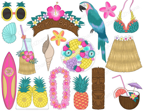 Aloha Clipart PNG | Summer Stickers Bundle SVG GlamArtZhanna 