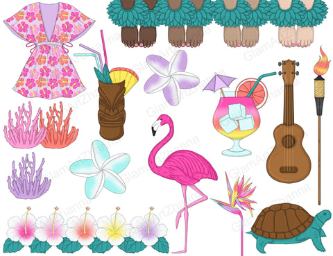 Aloha Clipart PNG | Summer Stickers Bundle SVG GlamArtZhanna 