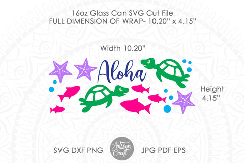 Aloha designs for 16oz glass can, SVG, PNG SVG Artisan Craft SVG 