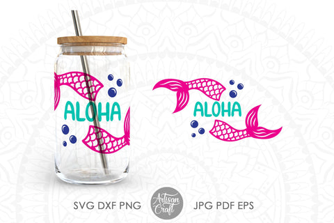 Aloha designs for 16oz glass can, SVG, PNG SVG Artisan Craft SVG 