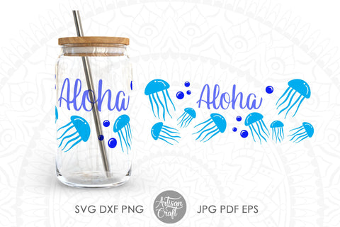 Aloha designs for 16oz glass can, SVG, PNG SVG Artisan Craft SVG 