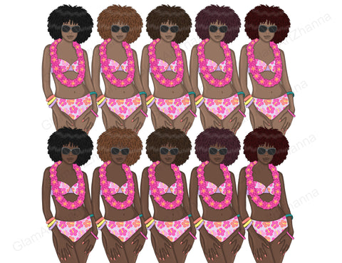 Aloha Girls | Summer Clipart PNG Bundle SVG GlamArtZhanna 