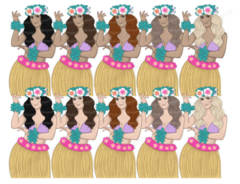 Aloha Girls | Summer Clipart PNG Bundle SVG GlamArtZhanna 