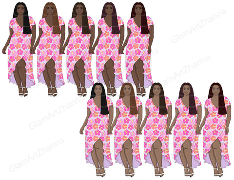 Aloha Girls | Summer Clipart PNG Bundle SVG GlamArtZhanna 