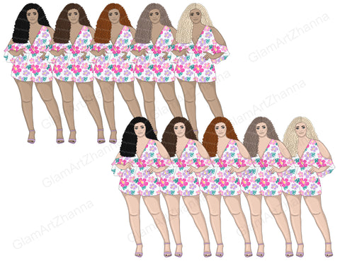 Aloha Girls | Summer Clipart PNG Bundle SVG GlamArtZhanna 