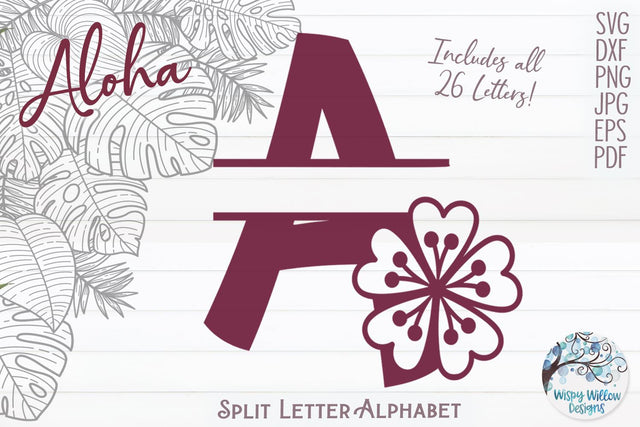 Aloha Split Alphabet SVG Bundle SVG Wispy Willow Designs 