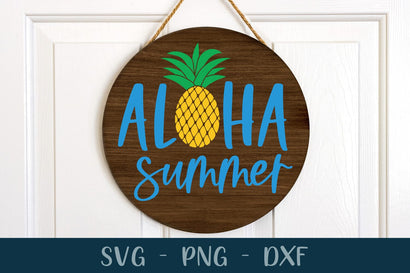 Aloha Summer Pineapple Round Sign SVG Cut File SVG Shine Green Art 