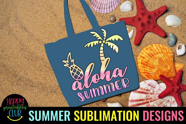 Aloha Summer Sublimation Design-Beach Sublimation Design PNG Sublimation Happy Printables Club 