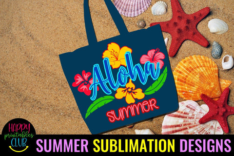 Aloha Summer Sublimation Design-Beach Sublimation Design PNG Sublimation Happy Printables Club 