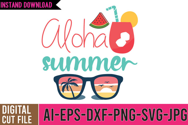 Aloha Summer SVG Cut FIle , Summer SVG Bundle SVG BlackCatsMedia 