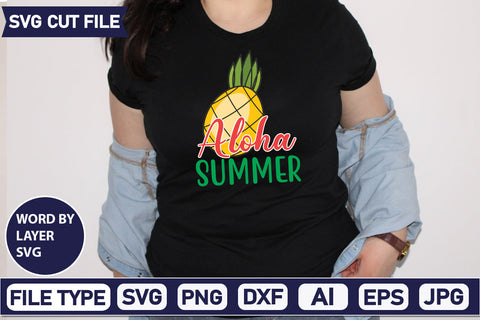 Aloha Summer Svg Cut File,SVGs,quotes-and-sayings,food-drink,mini-bundles,print-cut,on-sale, SVG DesignPlante 503 