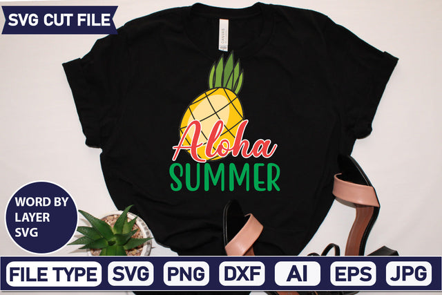 Aloha Summer Svg Cut File,SVGs,quotes-and-sayings,food-drink,mini-bundles,print-cut,on-sale, SVG DesignPlante 503 