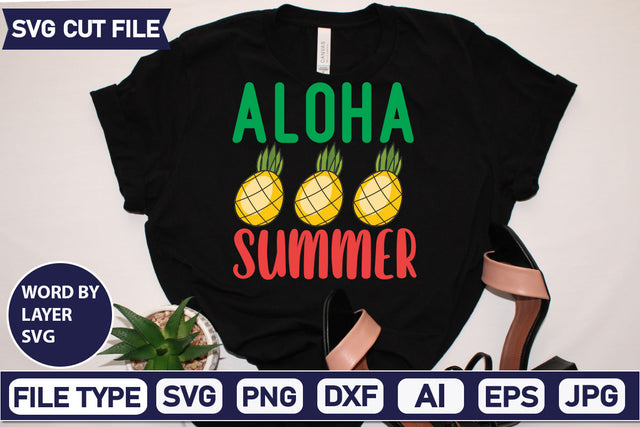 Aloha Summer Svg Cut File,SVGs,quotes-and-sayings,food-drink,mini-bundles,print-cut,on-sale, SVG DesignPlante 503 