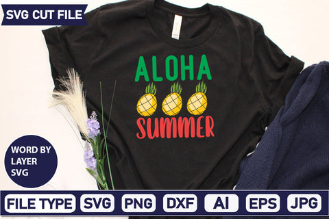 Aloha Summer Svg Cut File,SVGs,quotes-and-sayings,food-drink,mini-bundles,print-cut,on-sale, SVG DesignPlante 503 