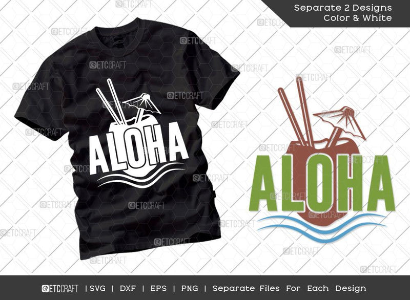 Aloha SVG Cut File | Summer Svg | Hawaii Svg | Ocean Svg | Coconut Svg | Vacation Quotes | Summer T-shirt Design SVG ETC Craft 