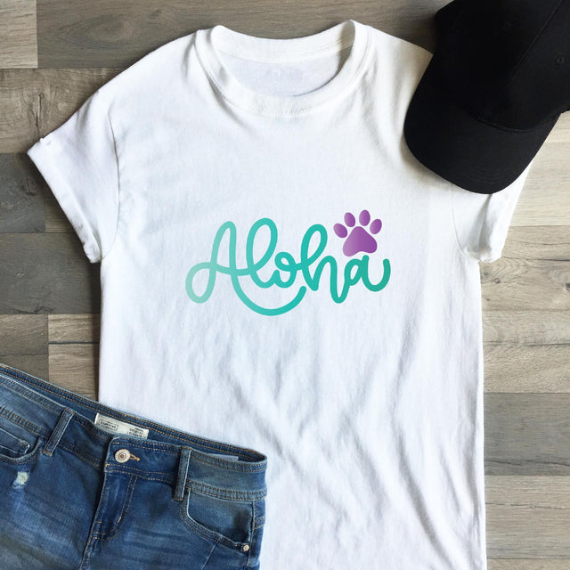 Aloha with Paw Hand Lettered SVG Cut File SVG Cursive by Camille 