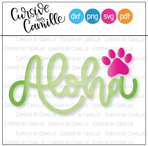 Aloha with Paw Hand Lettered SVG Cut File SVG Cursive by Camille 