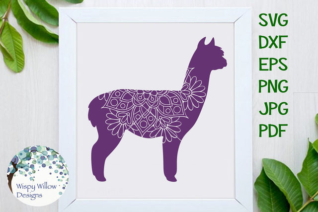 Alpaca Mandala Zentangle SVG SVG Wispy Willow Designs 