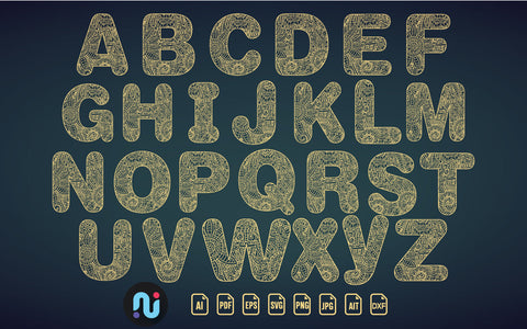 Alphabet a-z Laser/paper Cut SVG Bundle SVG naemmiah021 
