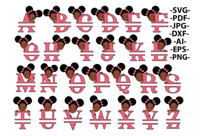Alphabet Bundle Svg A-Z, 26 Svg Files, Alphabet Afro Girl Letters,, Birthday Letters Svg, Split Alphabet Svg, Name Monogram Svg SVG 1uniqueminute 