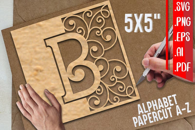 Alphabet Cover Papercut A-Z - svg eps ai png pdf 3D Paper zafrans studio 