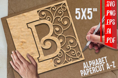 Alphabet Cover Papercut A-Z - svg eps ai png pdf 3D Paper zafrans studio 