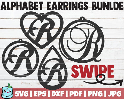 Alphabet Earrings SVG Bundle SVG MintyMarshmallows 