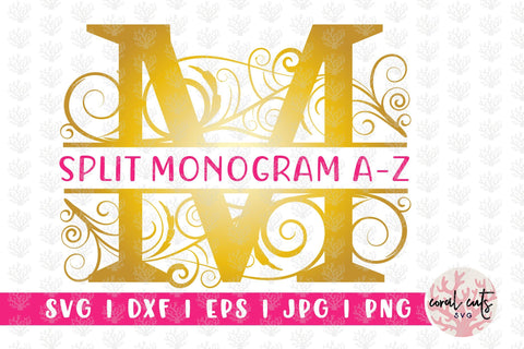 Alphabet Floral Split Monogram - Svg EPS DXF PNG File SVG CoralCutsSVG 