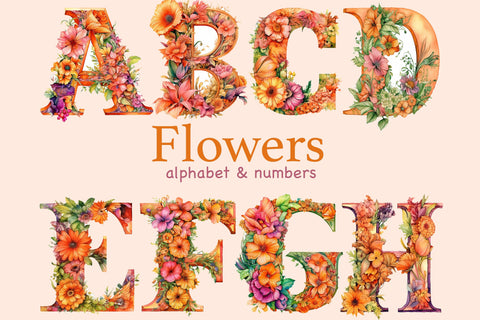 Alphabet Flowers Clipart | Floral Alphabet Lettering SVG GlamArtZhanna 