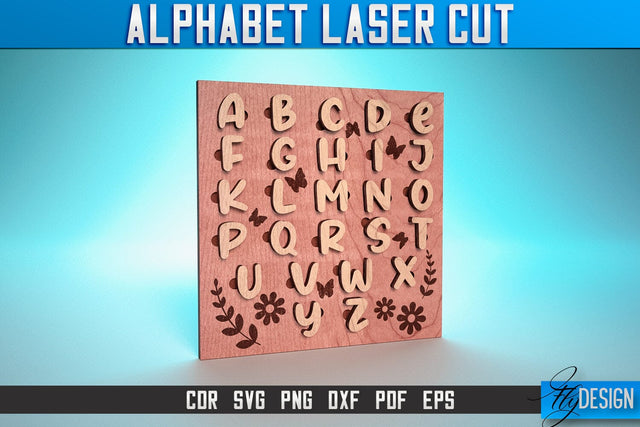 Alphabet Laser Cut SVG | Kids Alphabet Laser Cut SVG Design | CNC Files SVG Fly Design 