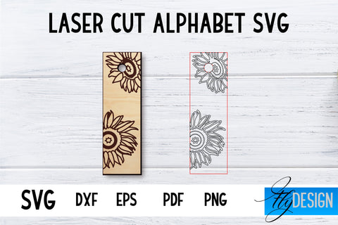 Alphabet Laser Cut with Sunflowers | Letters SVG Bundle SVG Fly Design 