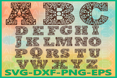 Alphabet Mandala SVG, Mandala Letters SVG AlexSVGStudio 
