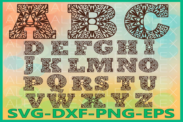 Alphabet Mandala SVG, Mandala Letters SVG AlexSVGStudio 