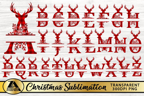 Alphabet Monogram PNG Bundle Christmas Monogram Sublimation SVG zoellartz 