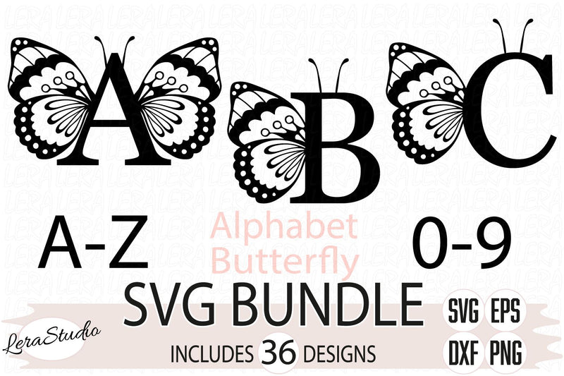 Alphabet Numbers Butterfly Svg SVG Lerastudio 
