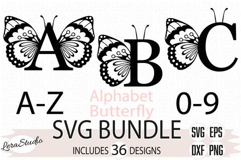 Alphabet Numbers Butterfly Svg SVG Lerastudio 