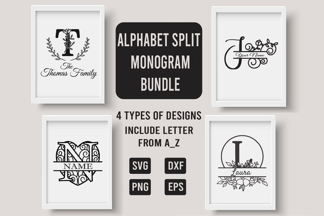 Alphabet Split Monogram Bundle Letters SVG dadan_pm 