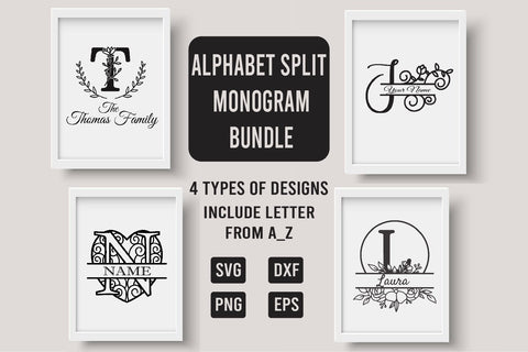 Alphabet Split Monogram Bundle Letters SVG dadan_pm 