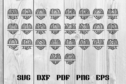 Alphabet Split Monogram Bundle Letters SVG dadan_pm 
