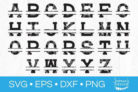 Alphabet Split Monogram Cut Files SVG SavanasDesign 